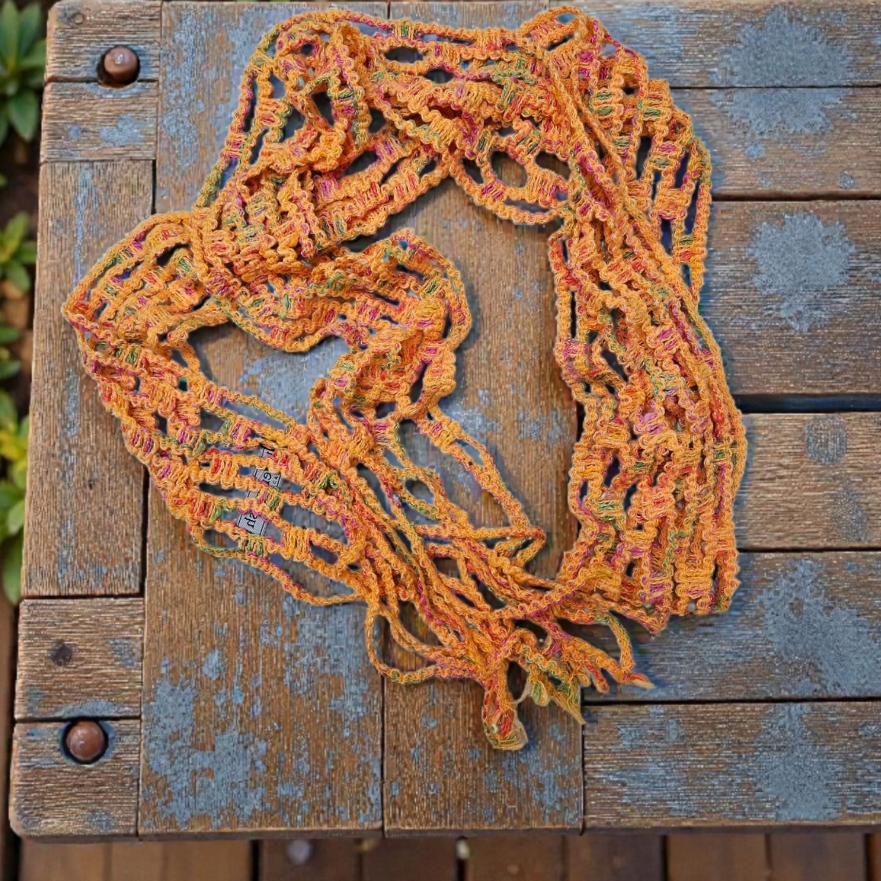 Orange And Pink Crochet Scarf